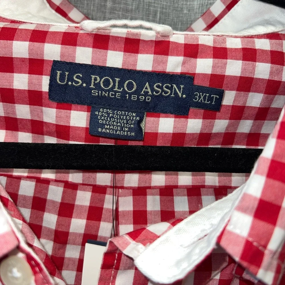 U.S. Polo Assn. Red Gingham Button-Down Shirt 3XLT NWT - Picture 3 of 7
